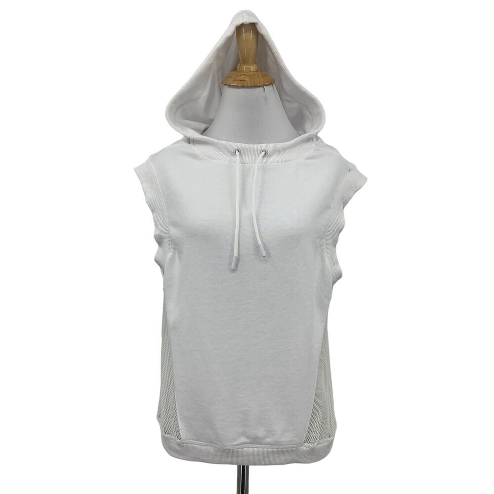 Fabletics Hoodie Womens L Large White Mesh Panel Terry Sudadera Sirena Pullover